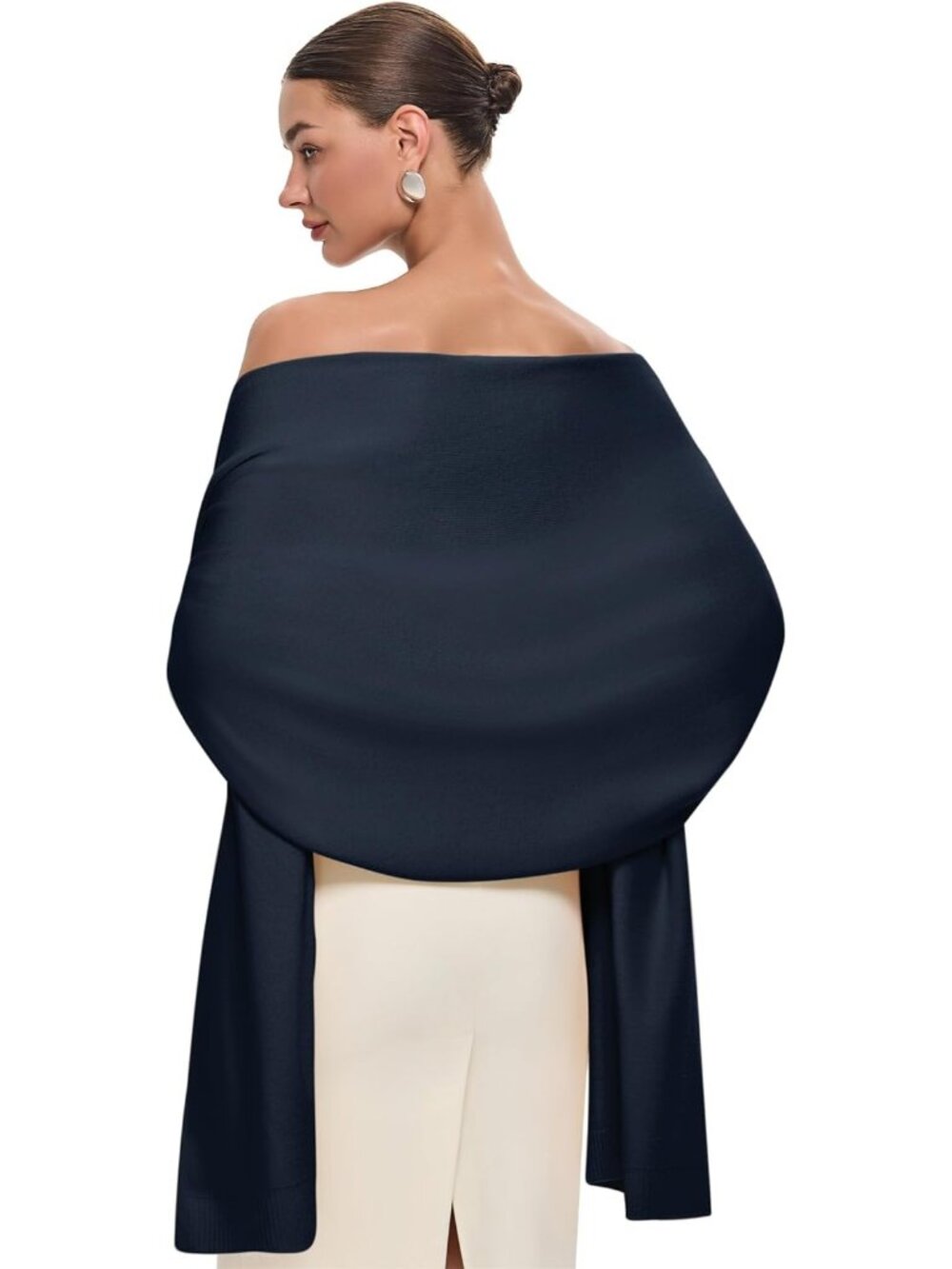 〽️Women's Pashmina Shawl Dark Blue Viscose Wedding Bridal Winter Shoulder Wrap